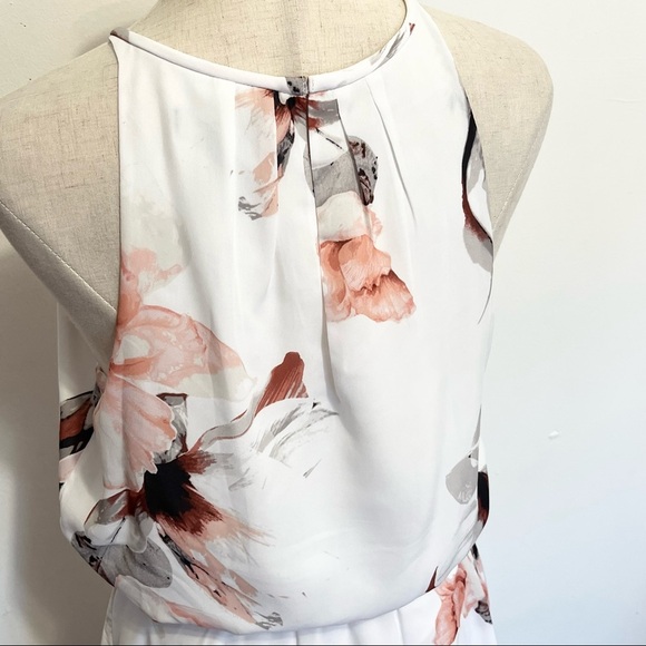 WHBM White Pink Floral Summer Dress Womens Size 10 - Picture 7 of 9